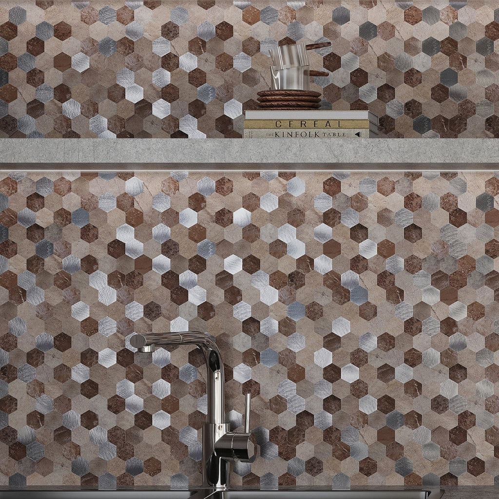 Beige 11 x 11 Honed PVC Peel and Stick Tile