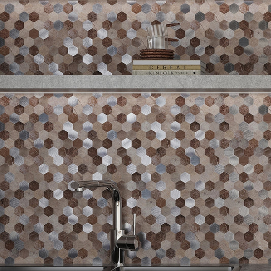 Beige 11 x 11 Honed PVC Peel and Stick Tile