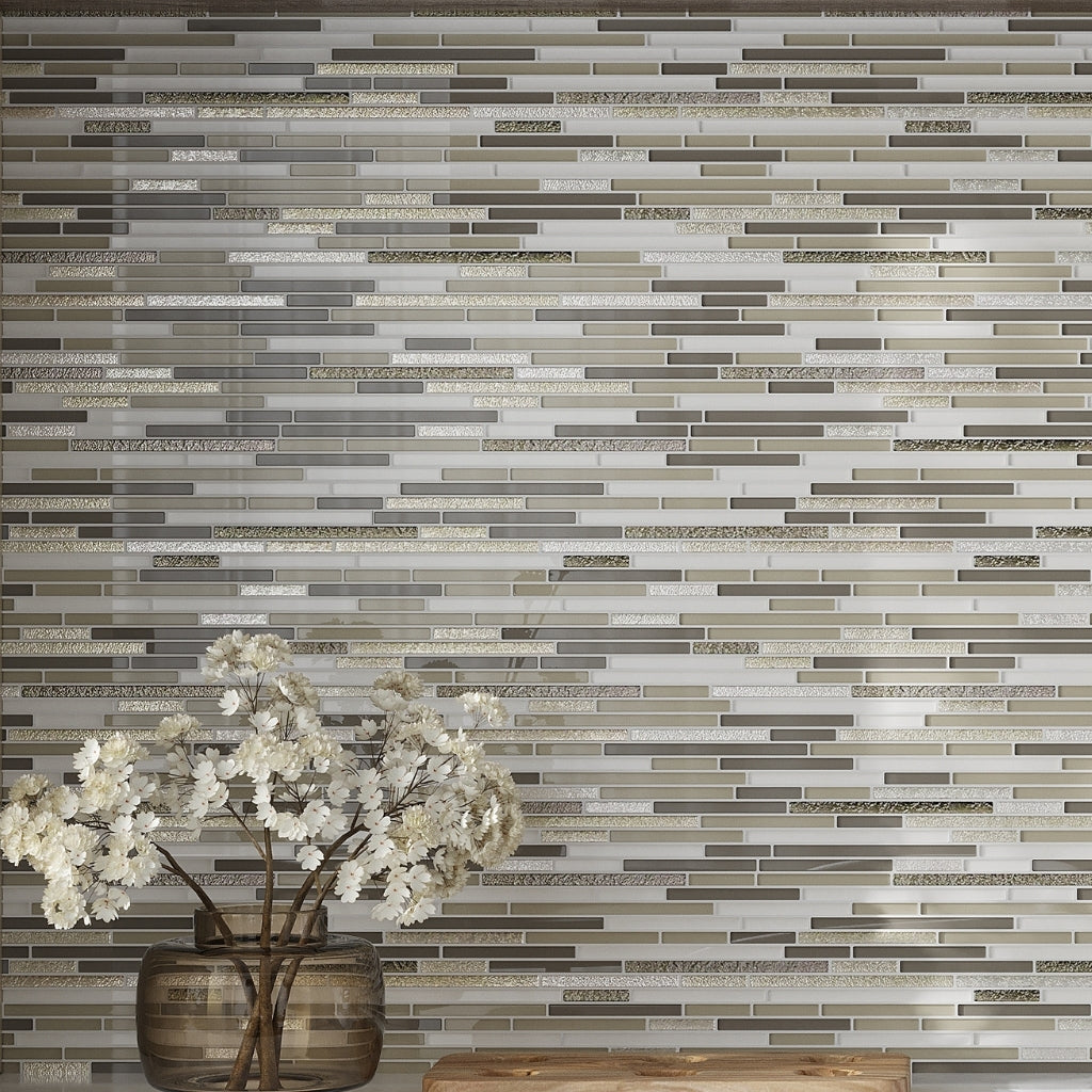 Beige 12 x 12 Glossy, Matte, Textured Glass Mosaic Tile