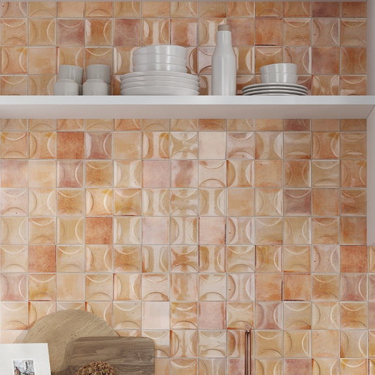 Pink 4 x 4 Glossy Ceramic Subway Deco Tile
