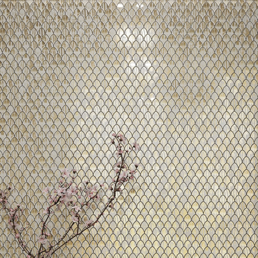 Gold and White 11 x 11 Glossy Glass Mosaic Tile