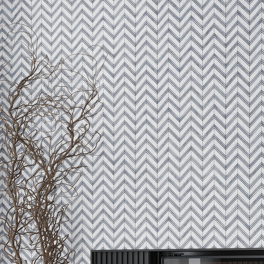 Flint Gray 11 x 12 Polished Bardiglio Nuvolato, Bianco Carrara Marble Mosaic Tile