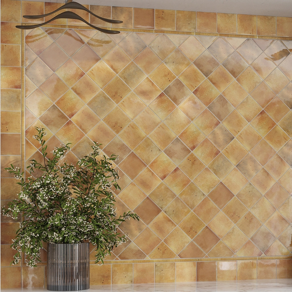 Honey Orange 4 x 4 Glossy Ceramic Square Tile