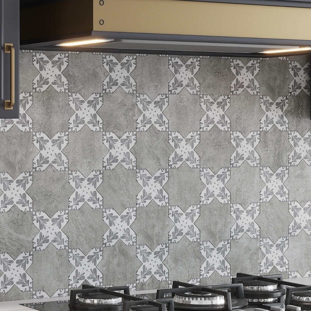 Light Gray 5 x 5 Matte Ceramic Cross Tile