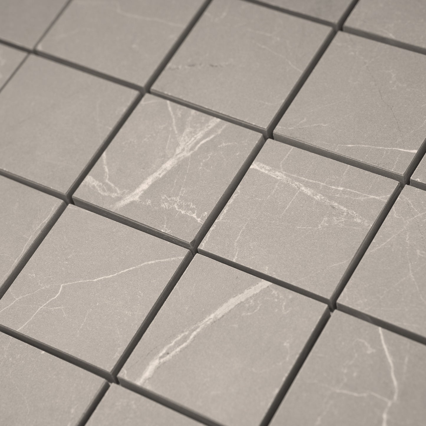 Ash Gray 12x12 Matte Gres Porcelain Square Mosaic Tile