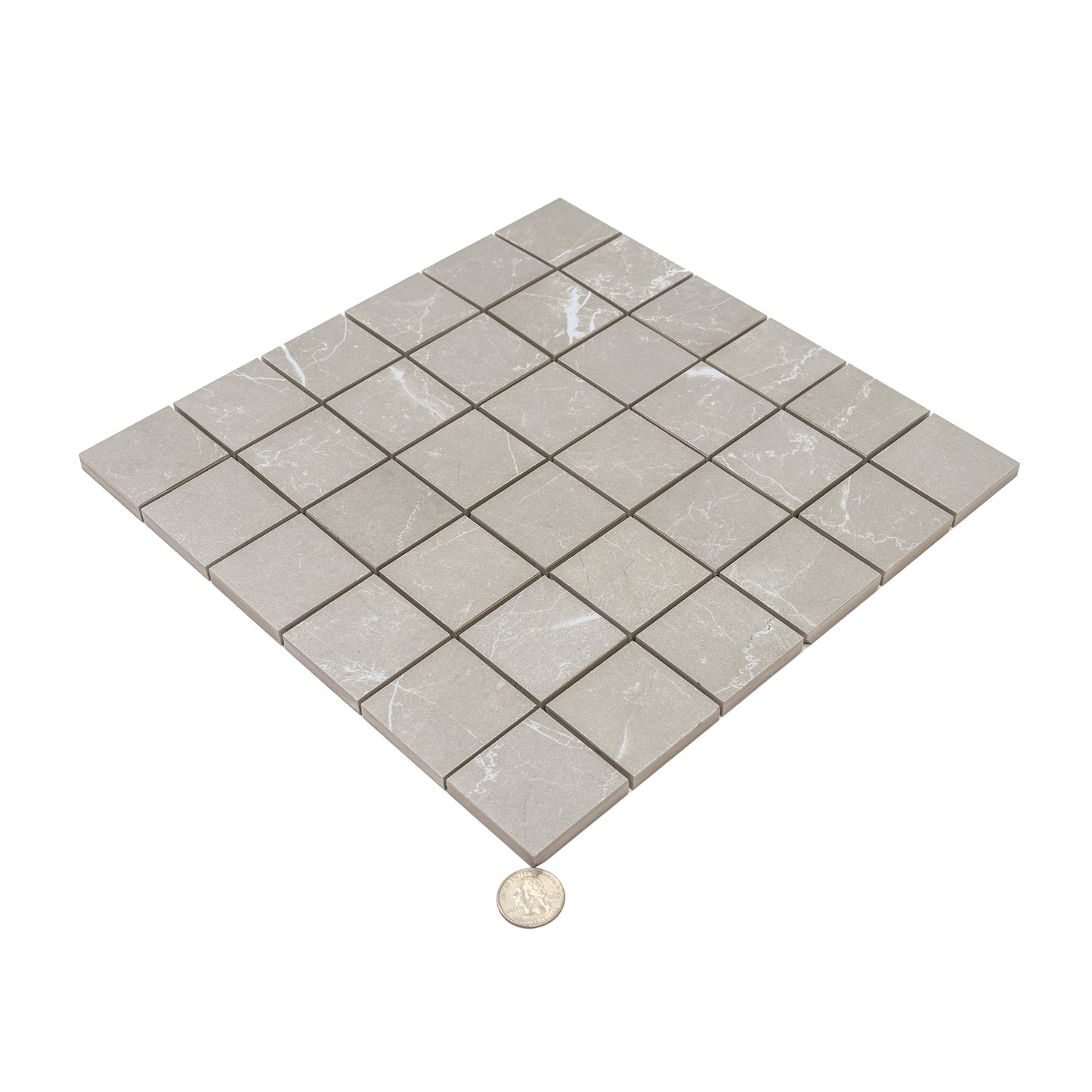 Ash Gray 12x12 Matte Gres Porcelain Square Mosaic Tile