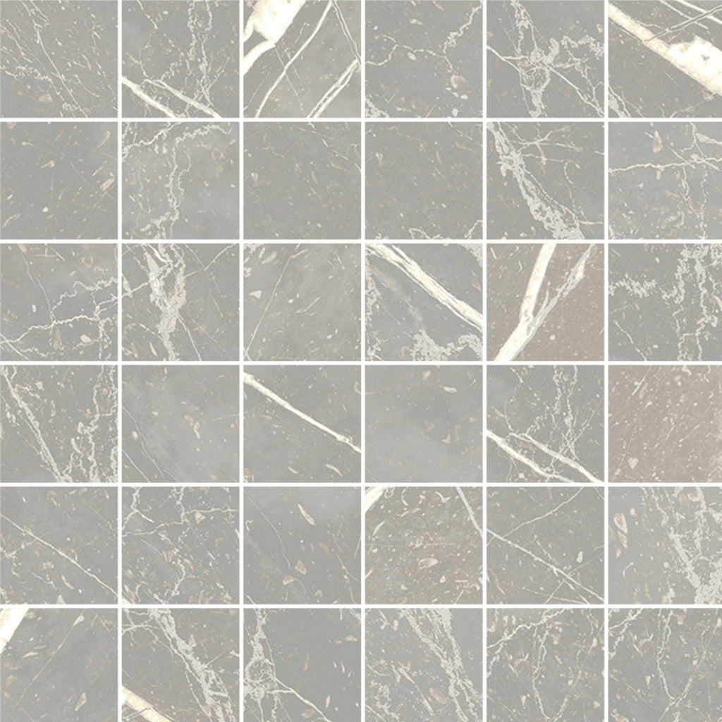 Ash Gray 12x12 Matte Gres Porcelain Square Mosaic Tile