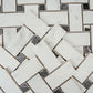 Ivory White, Black 12x12 Matte Gres Porcelain Basketweave Mosaic Tile