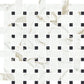 Ivory White, Black 12x12 Matte Gres Porcelain Basketweave Mosaic Tile