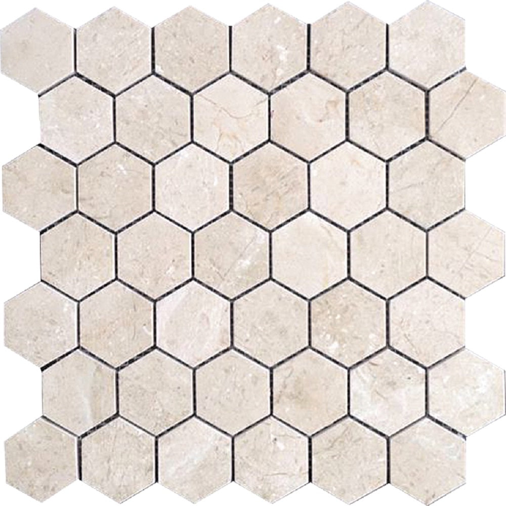 Light Beige 12x12 Polished Crema Marfil Mosaic Tile Sample