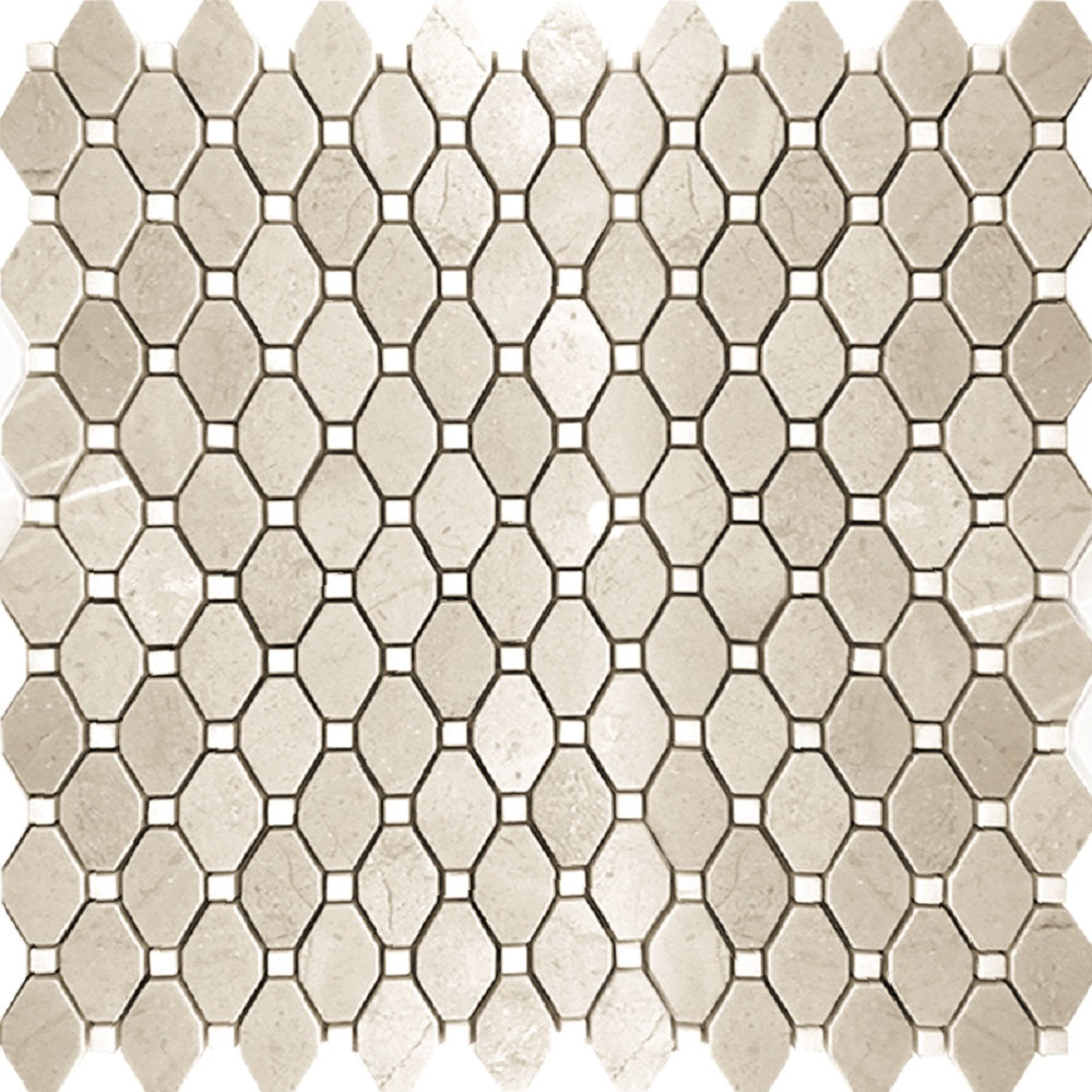 Buff Beige 12 x 12 Polished Crema Marfil, Eastern White Mosaic Tile