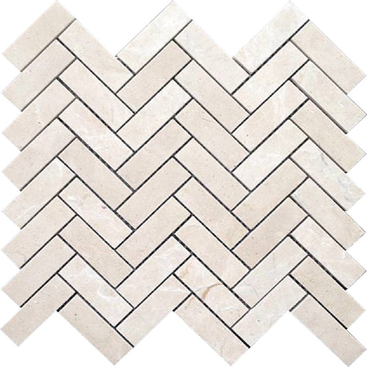 Ivory Beige 12x12 Polished Crema Marfil Mosaic Tile Sample