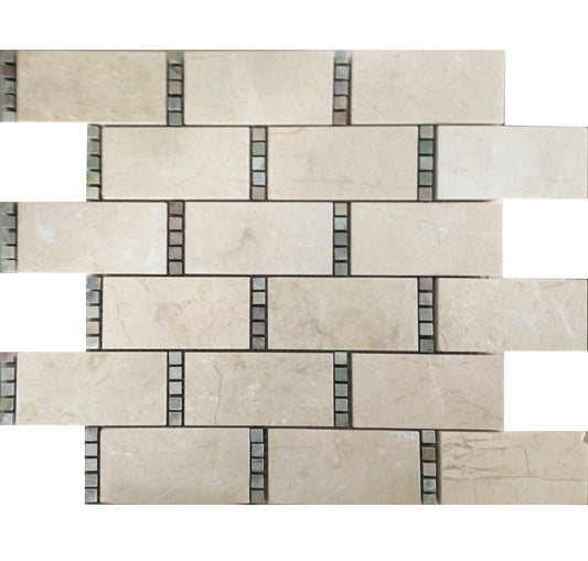 Stone Beige 12x13 Polished Crema Marfil, Dream Mosaic Tile Sample
