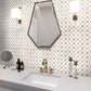 White; Beige 12 x 12 Polished Thassos, Crema Marfil Mosaic Tile