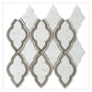 Bianco Carrara polished marble mosaic tile with wooden and Athens grey accents in 14x14 layout