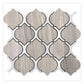 Polished marble mosaic tile with Thassos white and wooden grey tones in 10x11 pattern