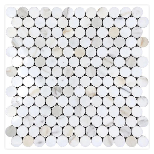 White Gray 11 x 12 Polished Marble Mosaic Tile - Sample