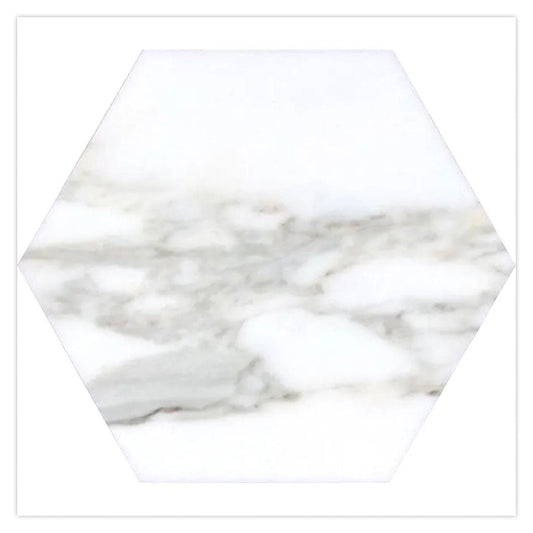 White Gray 10 x 10 Honed Marble Hexagon Tile - Sample
