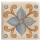 matte porcelain tile with terracotta scroll design and blue floral pattern 2x16 inches