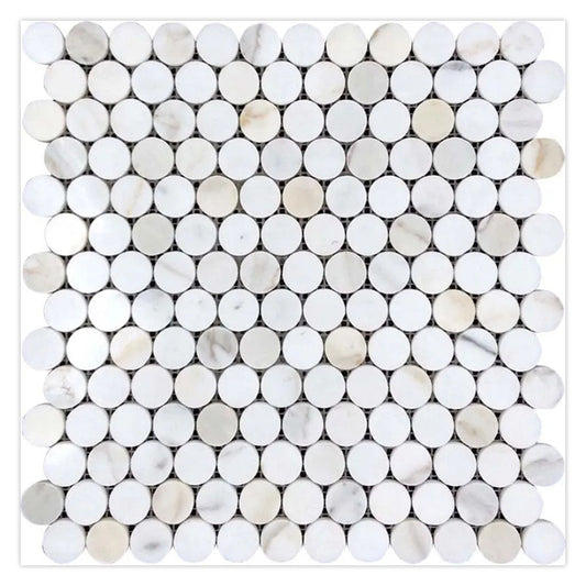 White Gray 11 x 12 Polished Marble Mosaic Tile - Sample