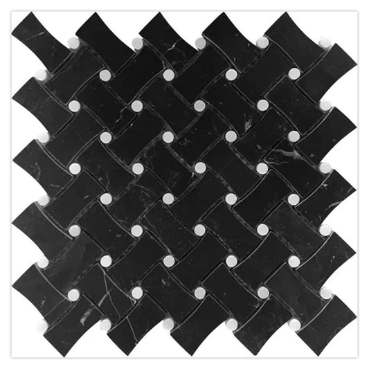 Eastern Black and White 11 x 11 Honed Marble Mosaic Tile - Sample