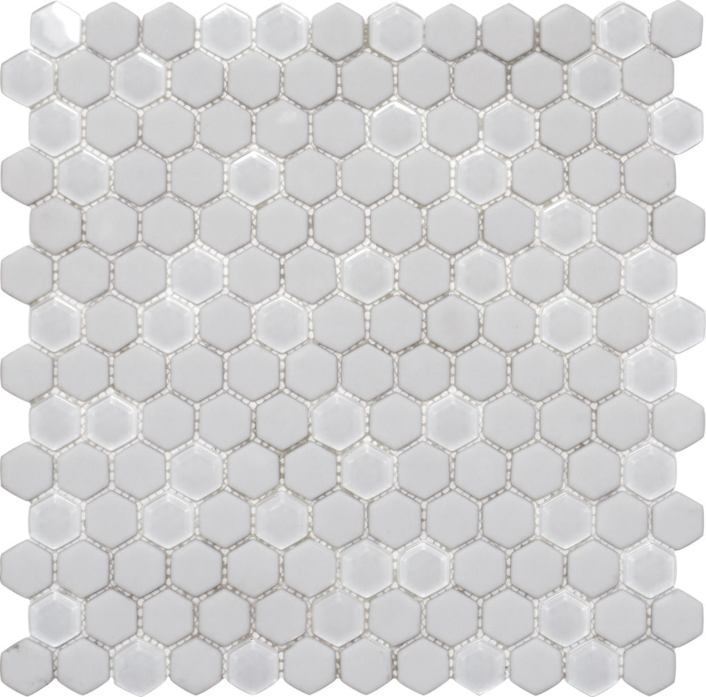 Cotton White 12 x 12 Matte, Glossy Recycled Glass Mosaic Tile