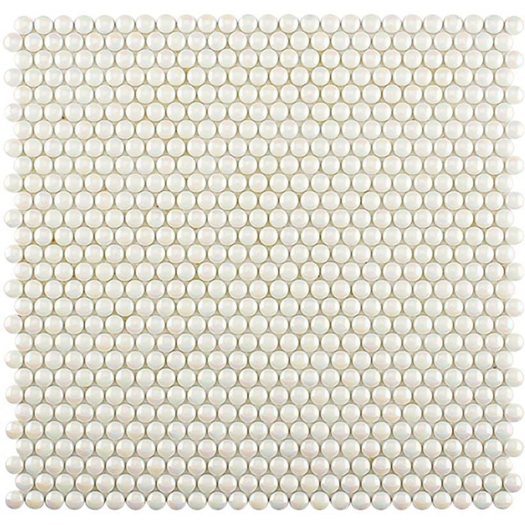 Parchment White 12 x 12 Glossy Iridescent Recycled Glass Mosaic Tile