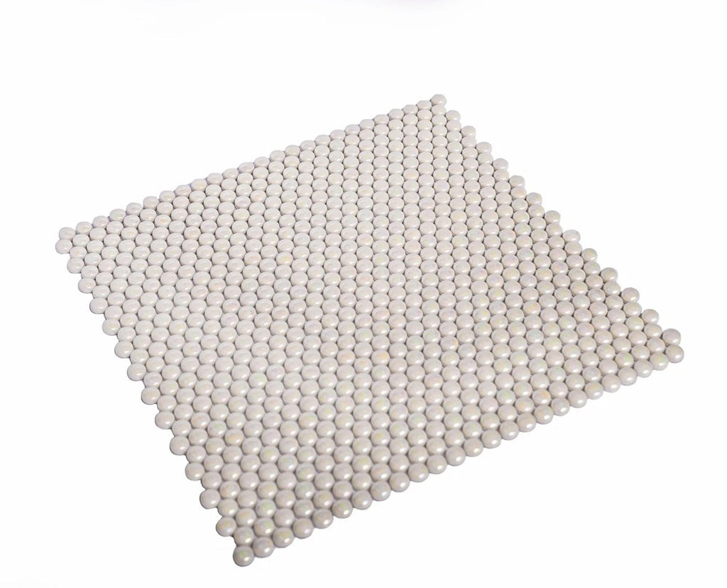 Parchment White 12 x 12 Glossy Iridescent Recycled Glass Mosaic Tile