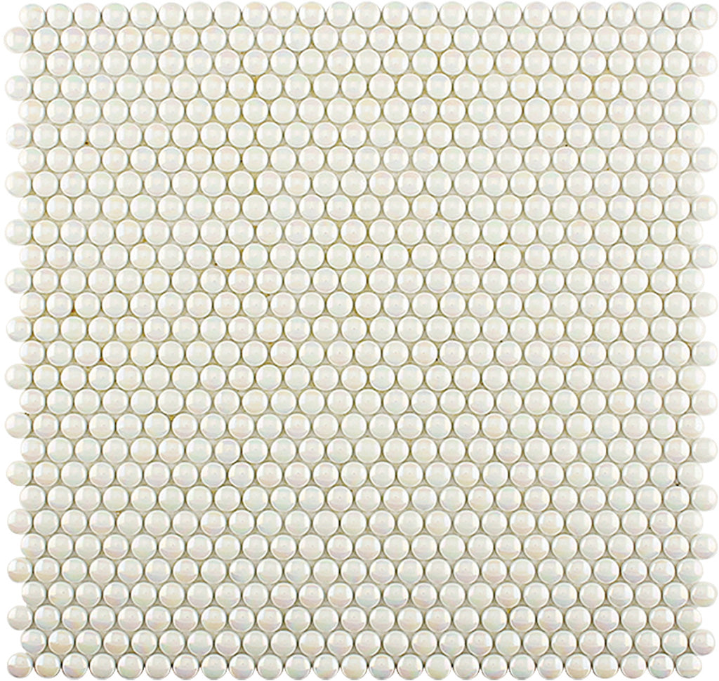 Parchment White 12 x 12 Glossy Iridescent Recycled Glass Mosaic Tile