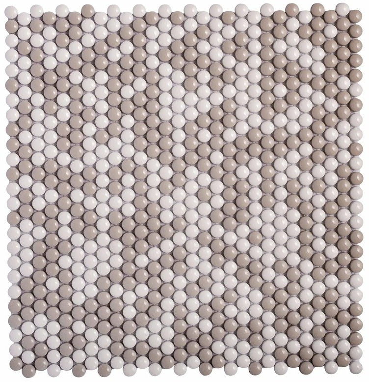 White, Beige 12x12 Glossy Recycled Glass Mosaic Tile