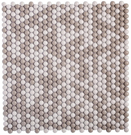 White, Beige 12x12 Glossy Recycled Glass Mosaic Tile