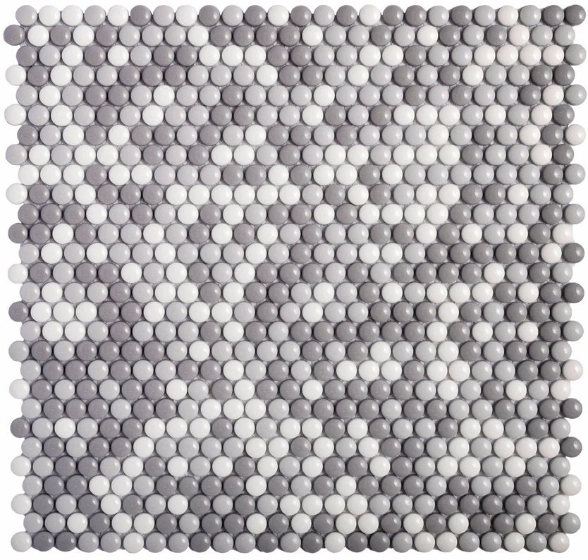 White, Gray 12x12 Glossy Recycled Glass Mosaic Tile