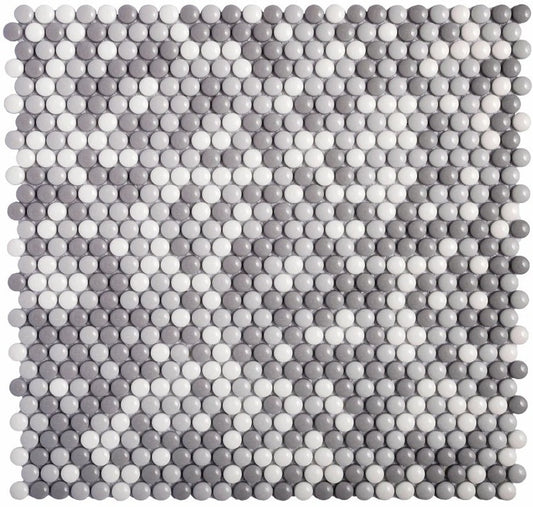 White, Gray 12x12 Glossy Recycled Glass Mosaic Tile Sample