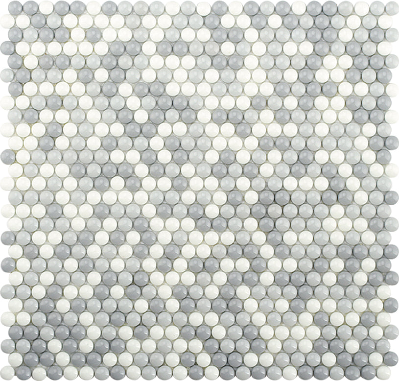 White, Gray 12x12 Glossy Recycled Glass Mosaic Tile