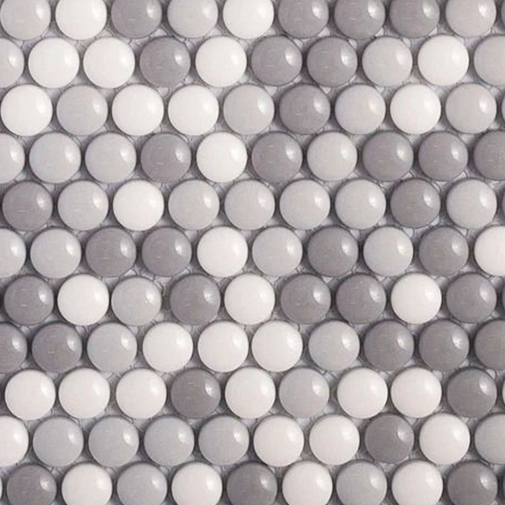 White, Gray 12x12 Glossy Recycled Glass Mosaic Tile