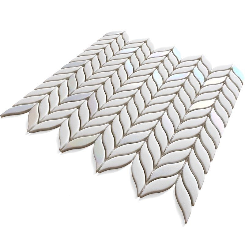 White, Blue 12x12 Matte Recycled Glass Mosaic Tile