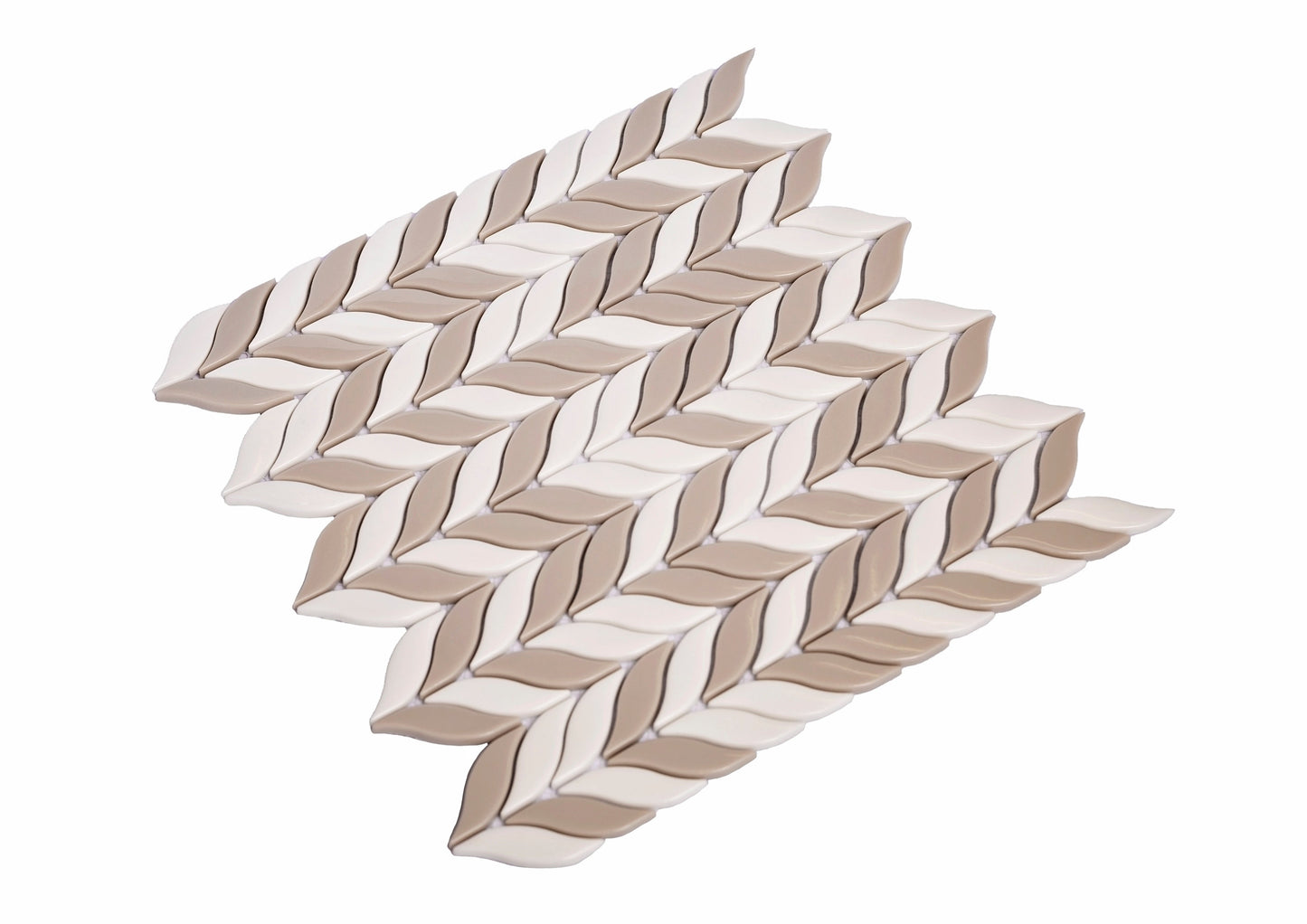 White, Brown 12x12 Glossy Recycled Glass Mosaic Tile Sample