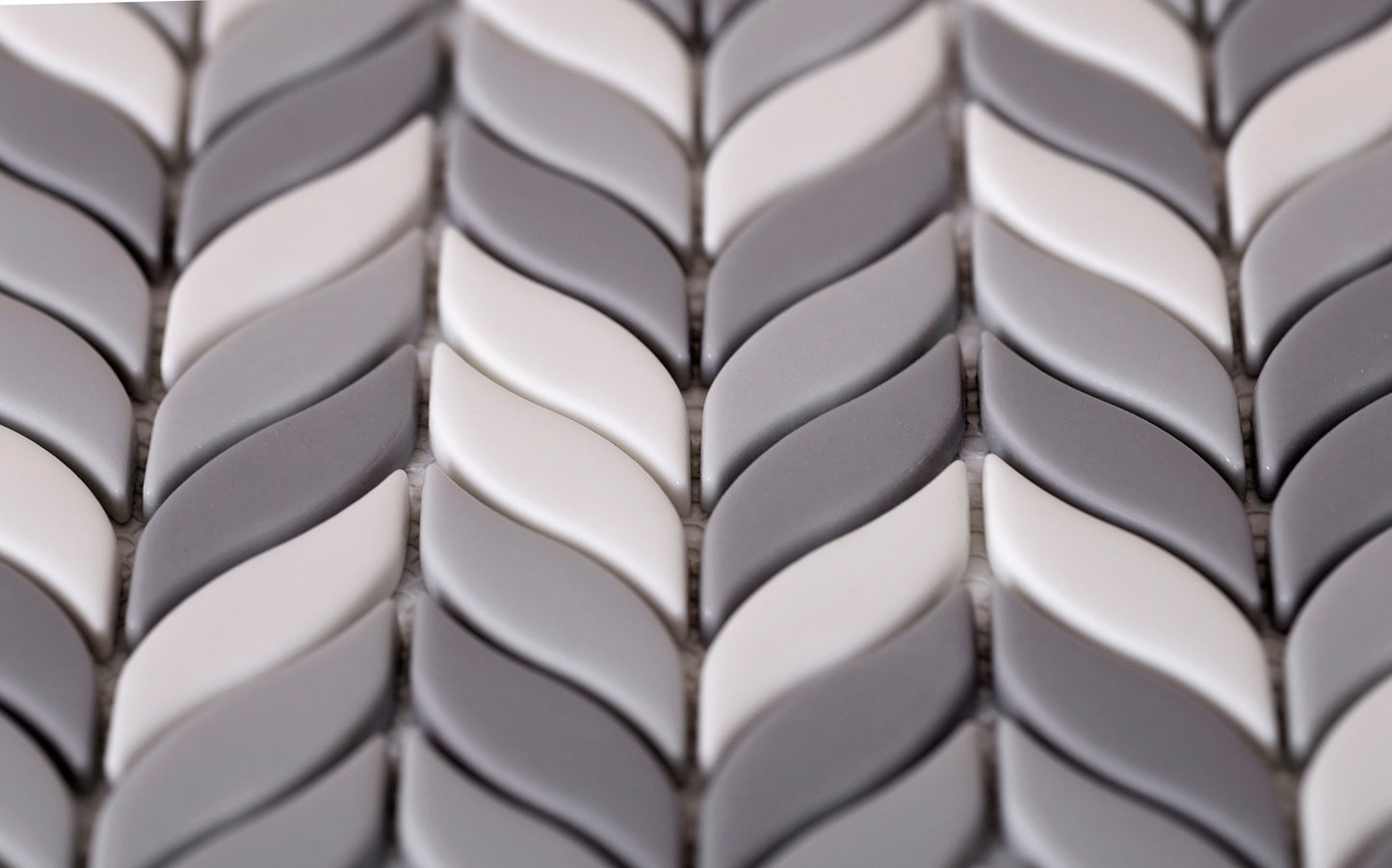Gray, White 12x12 Glossy Recycled Glass Mosaic Tile