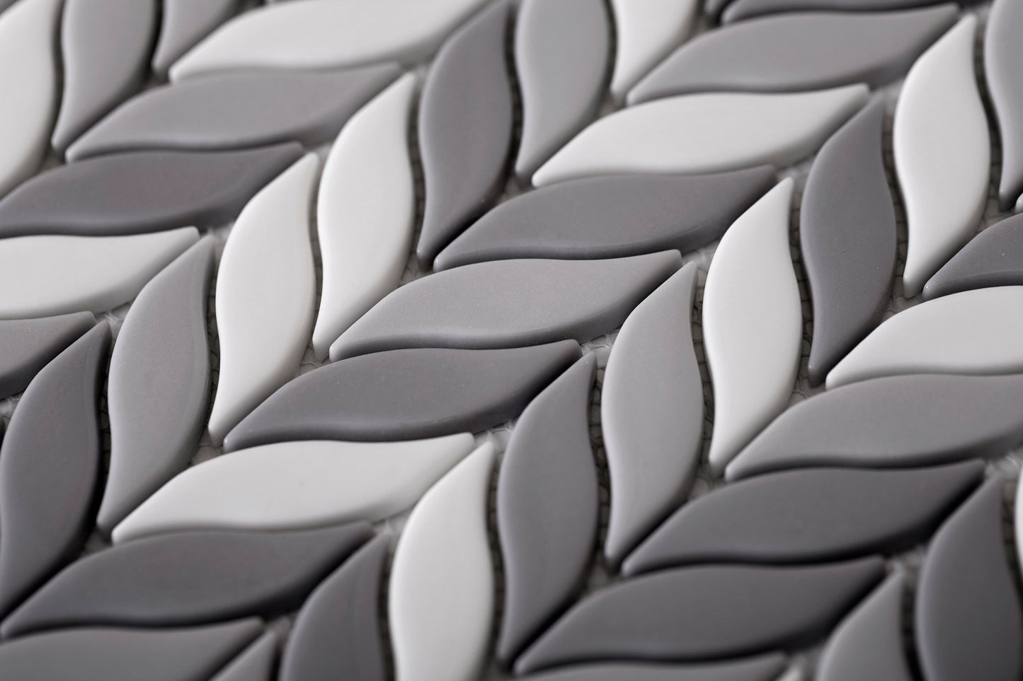 Gray, White 12x12 Glossy Recycled Glass Mosaic Tile Sample