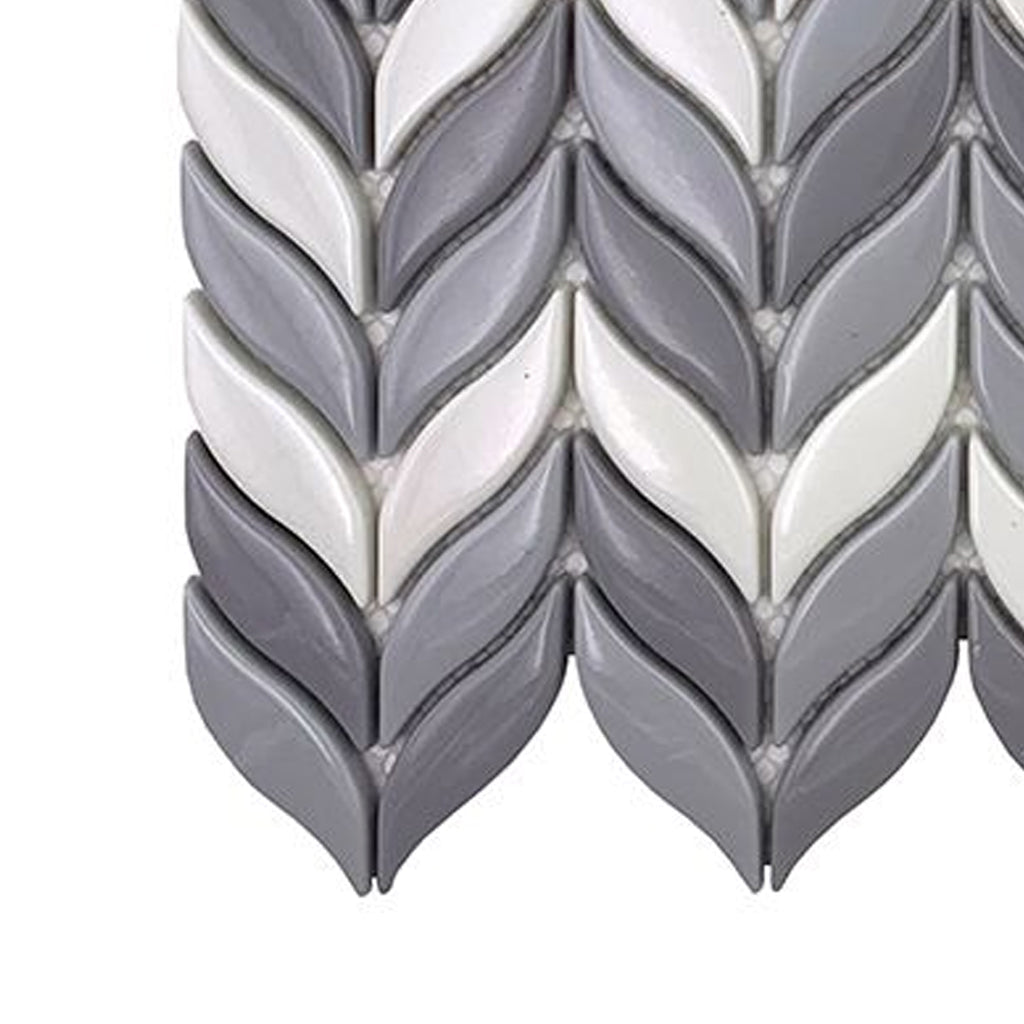 Gray, White 12x12 Glossy Recycled Glass Mosaic Tile Sample