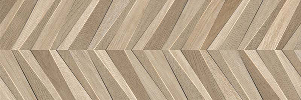 Dark Brown and Beige 16 x 48 Matte Ceramic Chevron Large Tile