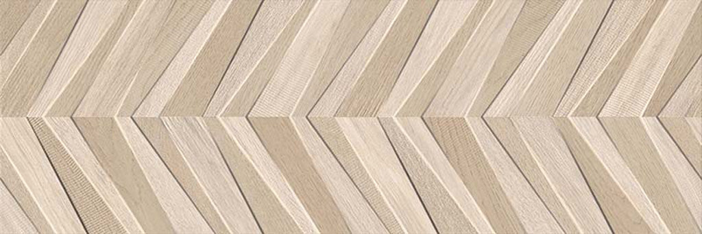 Light Brown and Beige 16 x 48 Matte Ceramic Chevron Large Tile