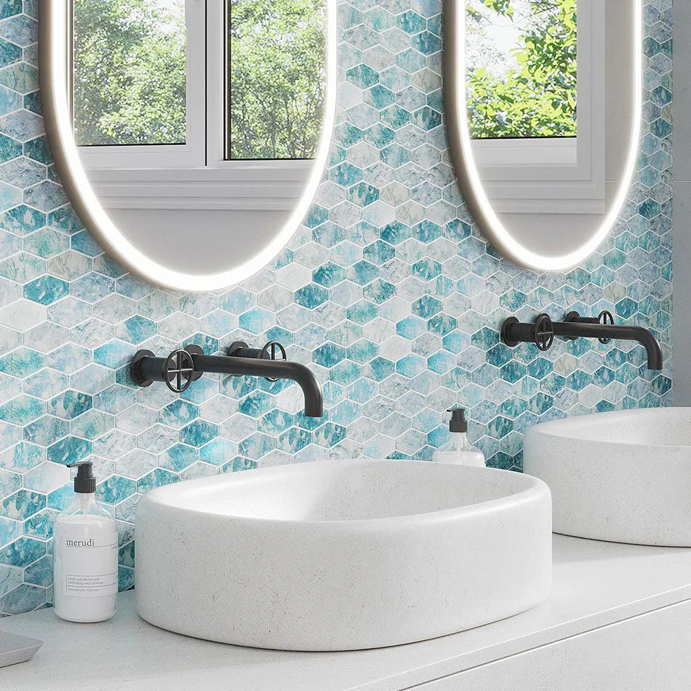 Aqua 11 x 12 Matte Glass Mosaic Tile