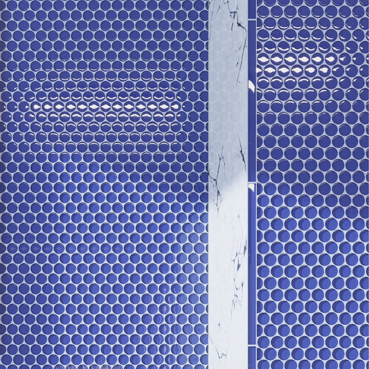 Cobalt Blue 12 x 12 Glossy Penny Glass Mosaic Tile