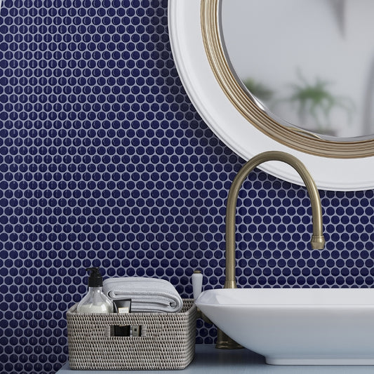 Indigo Blue 12 x 12 Glossy Porcelain Mosaic Tile