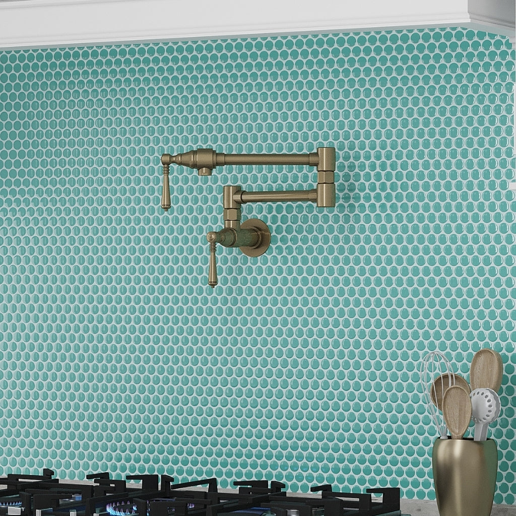 Turquoise 12 x 12 Glossy Porcelain Mosaic Tile