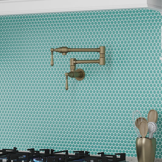 Turquoise 12 x 12 Glossy Porcelain Mosaic Tile