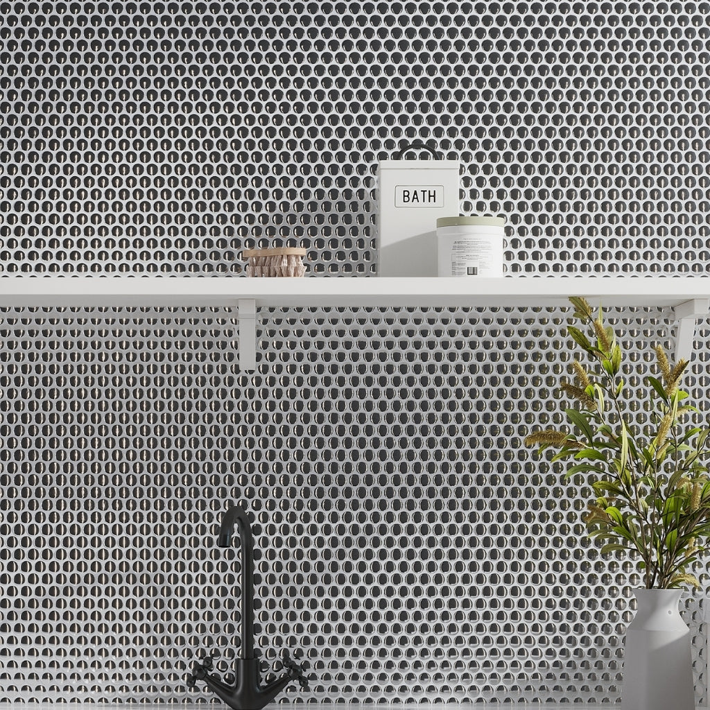 Metallic Silver 12 x 12 Glossy Porcelain Mosaic Tile