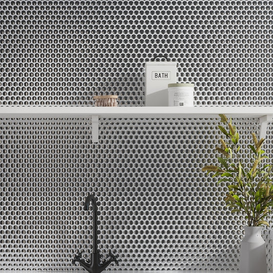 Metallic Silver 12 x 12 Glossy Porcelain Mosaic Tile