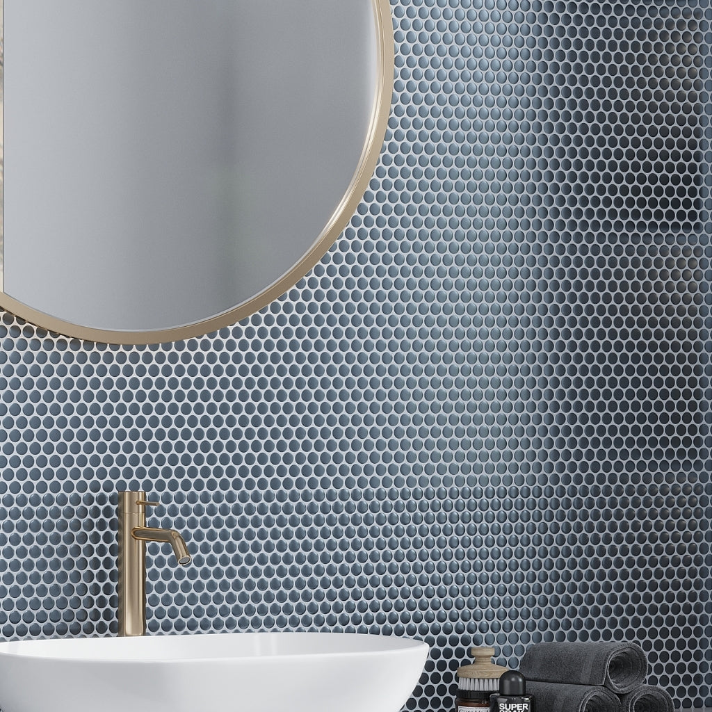Denim Blue 12 x 12 Matte Porcelain Mosaic Tile